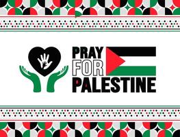 pray for Palestine typography concept background design template with Palestine national flag. vector