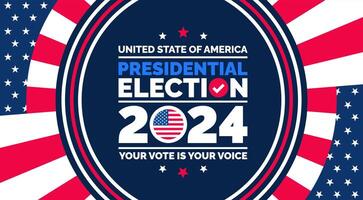 Presidential election 2024 background design template with USA flag. Vote in USA flag banner design. Election voting poster. president voting 2024. Political election 2024 campaign background. vector