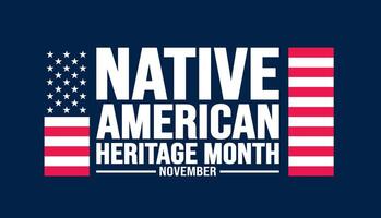 November is Native american heritage month colorful background template with USA flag. American Indian culture Celebrate annual in United States. use to banner, placard, card, poster design template. vector