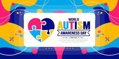 World autism awareness day background template celebrated in 2 April. use to background, banner, card, greeting card, poster, book cover, placard, photo frame, social media post banner template. vector