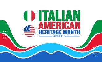 octubre es italiano americano patrimonio mes antecedentes modelo. fiesta concepto. fondo, bandera, cartel, tarjeta, y póster diseño modelo con texto inscripción y estándar color. vector