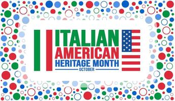 octubre es italiano americano patrimonio mes antecedentes modelo. fiesta concepto. fondo, bandera, cartel, tarjeta, y póster diseño modelo con texto inscripción y estándar color. vector