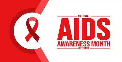 October is AIDS Awareness Month background template. Holiday concept. background, banner, placard, card, and poster design template with text inscription and standard color. vector illustration.