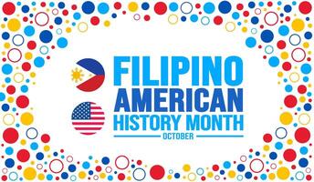 octubre es filipino americano historia mes antecedentes modelo. fiesta concepto. fondo, bandera, cartel, tarjeta, y póster diseño modelo con texto inscripción y estándar color. vector