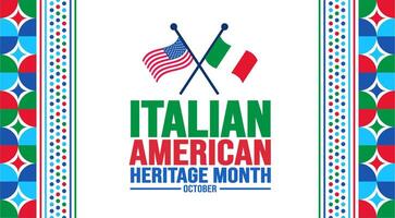 octubre es italiano americano patrimonio mes antecedentes modelo. fiesta concepto. fondo, bandera, cartel, tarjeta, y póster diseño modelo con texto inscripción y estándar color. vector