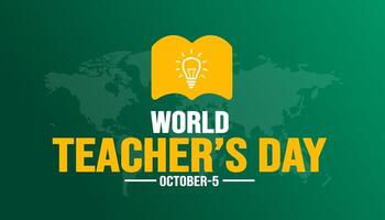 October 5 is world teachers day background template. Holiday concept. background, banner, placard, card, and poster design template with text inscription and standard color. vector illustration.