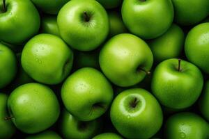 AI generated Lots of green apples. Background of apples. photo