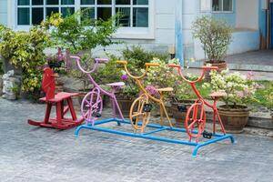 Colorful playground in the park. photo