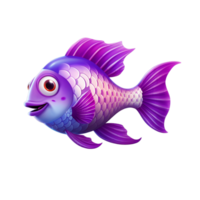 ai generado dibujos animados púrpura pescado aislado en transparente antecedentes png