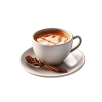 AI generated Cup of coffee with fallen leaves isolated on transparent background png