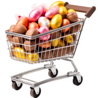 ai gegenereerd Pasen boodschappen doen trolly png