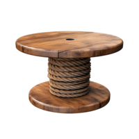 ai gegenereerd een tafel gemaakt van een houten kabel spoel transparant achtergrond png