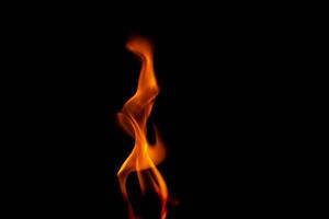 Hot flames on a black background. Beautiful flame of fire in the dark. Abstract of burning flames and smoke. photo