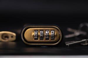 Close-up of the number on the combination lock changed. photo