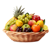 AI generated Fresh mixed fruits in a wicker basket png