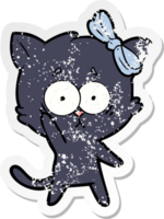 distressed sticker of a cartoon cat png