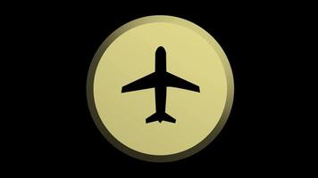 Goden button with rotating animation of a plane video