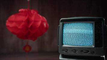 Chinesisch Laterne und statisch Fernseher zum Neu Jahr video