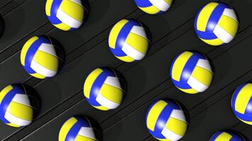 tournant volley-ball des balles sur noir Contexte boucle animation video