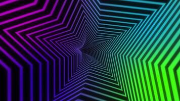 Multicolored futuristic abstract infinite tunnel in the shape of a 4K star video