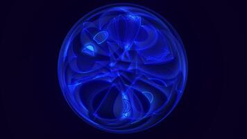 abstrakt trogen geometrisk blå sfär med glas inuti 4k. video