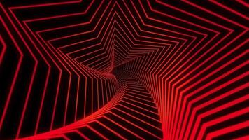 Red futuristic abstract geometric infinite tunnel in the shape of a star 4K video