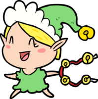 cartoon happy christmas elf png