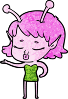 Linda chica alienígena de dibujos animados png