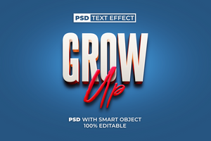 Grow Up 3D Text Effect Style. Editable Text Effect. psd