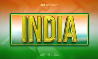 India 3D editable text effect psd
