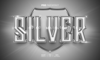 Silver 3D editable text effect psd