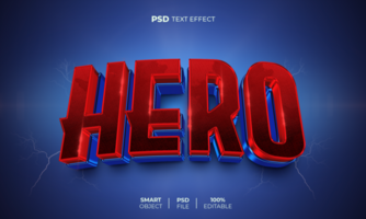 herói 3d editável texto efeito psd