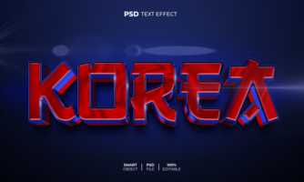 Corea 3d editable texto efecto psd