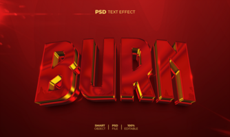 Burn 3D editable text effect psd