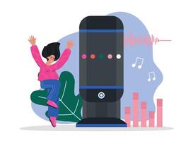 Interactive smart speaker or voice assistant for music vector