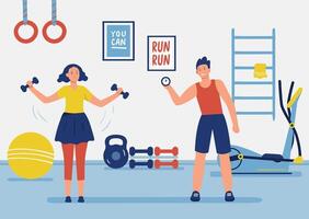 Gym coach. Fitness training workout and exercise vector