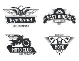 Motorcycle badges set, fast riders moto club vector