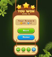 Level Complete Game UI Popup 2D Interface Game UI Gaming UI 2D Wooden Style Game UI psd