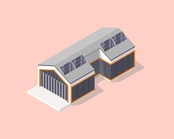 isometric architecture eco sustainable environment vector building with ecology sustainability. eco home solar panels windmill nature design concept. eco for web banner, illustration.