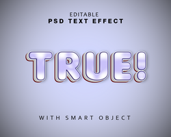 true effect text with smart object psd