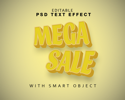 mega sale effect text and with smart object psd