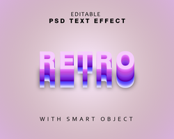 retro effect text with smart object psd