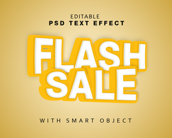 flash sale effect text  with smart object psd