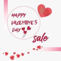 oferta especial banner de venta del día de san valentín con corazones rojos 3d y decoración de texto de descuento publicitario. ilustración vectorial vector