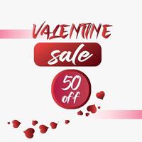 oferta especial banner de venta del día de san valentín con corazones rojos 3d y decoración de texto de descuento publicitario. ilustración vectorial vector