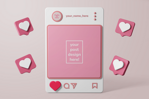 3d creative editable mockup of social media frame post interface template psd