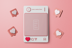 3d creative editable mockup of social media frame post interface template psd