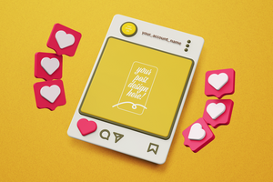 3d creative editable mockup of social media frame post interface template psd