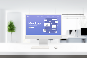 User interface and experience modules on display mockup psd