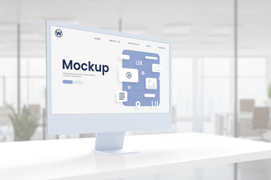 Modern web design layout on a computer display mockup psd